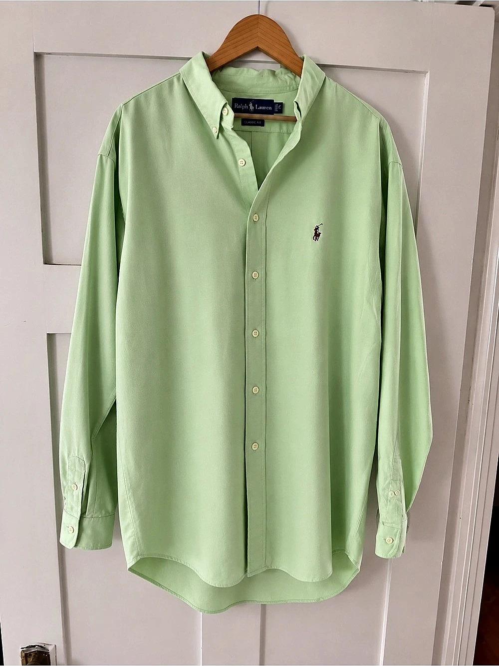 Ralph Lauren Classic Fit Button Down Shirt Men's Green Size 18 1/2